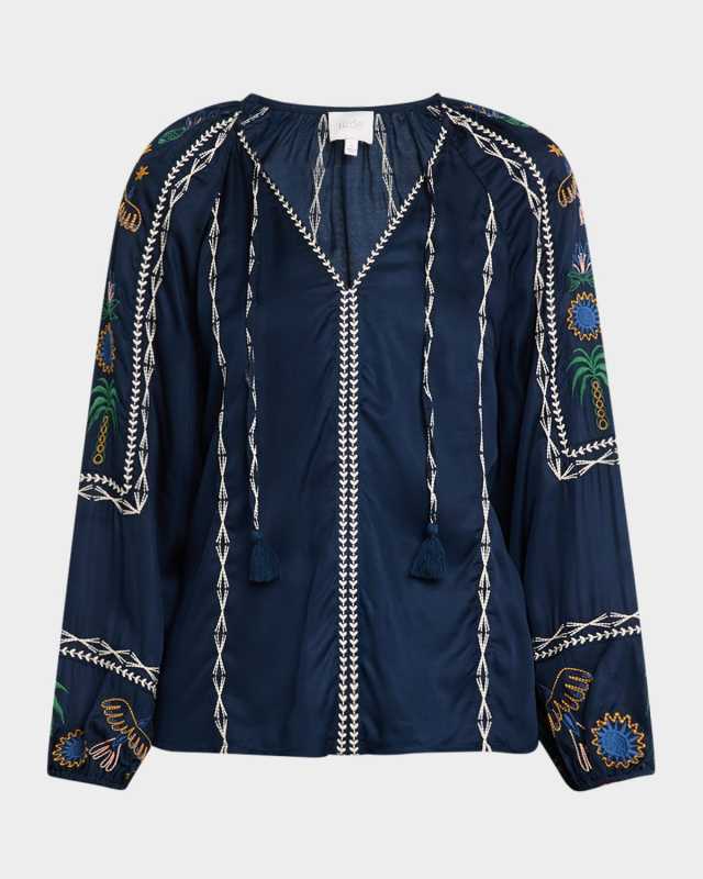Raelyn Embroidered Silk Blouse